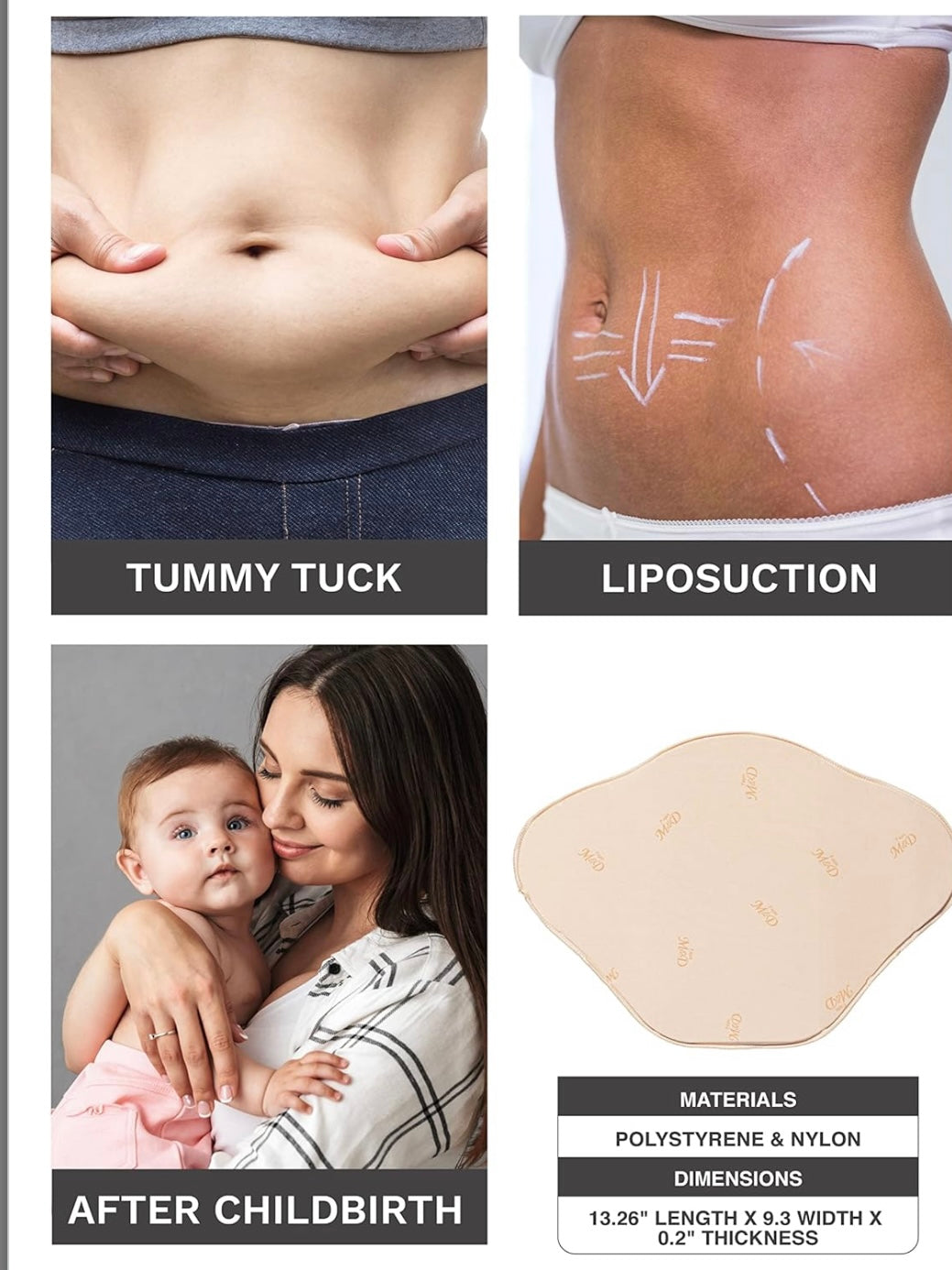 104 M&D Ab Lipo Foam Abdominal Board Post Surgery for Liposuction | Lipo 360 Foams board | Tabla Abdominal para Recovery Tummy Tuck Fajas Kataleya