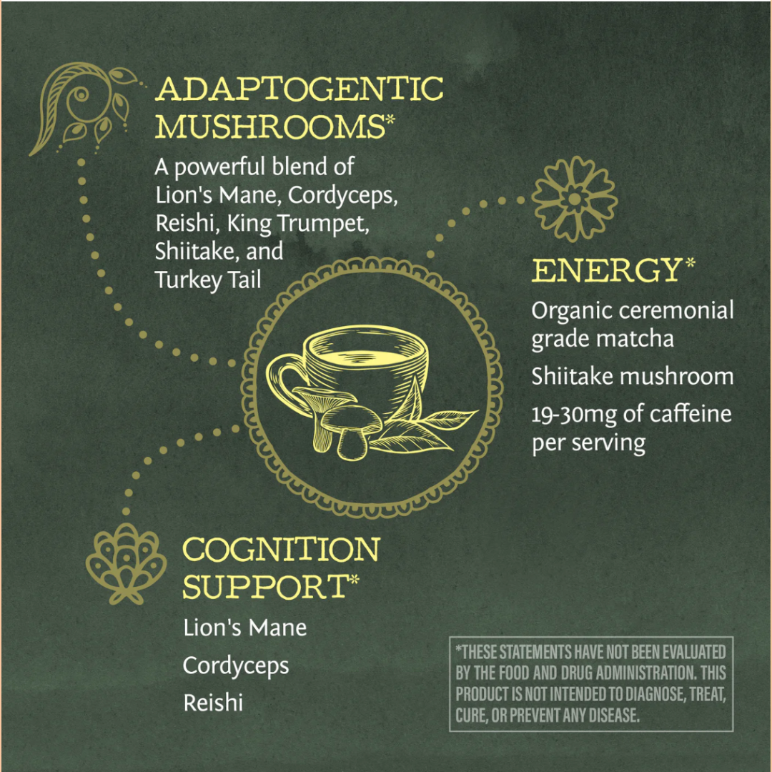 Be Well Matcha & Mushroom Drink Mix - Adaptogenic Coffee Sunwarrior