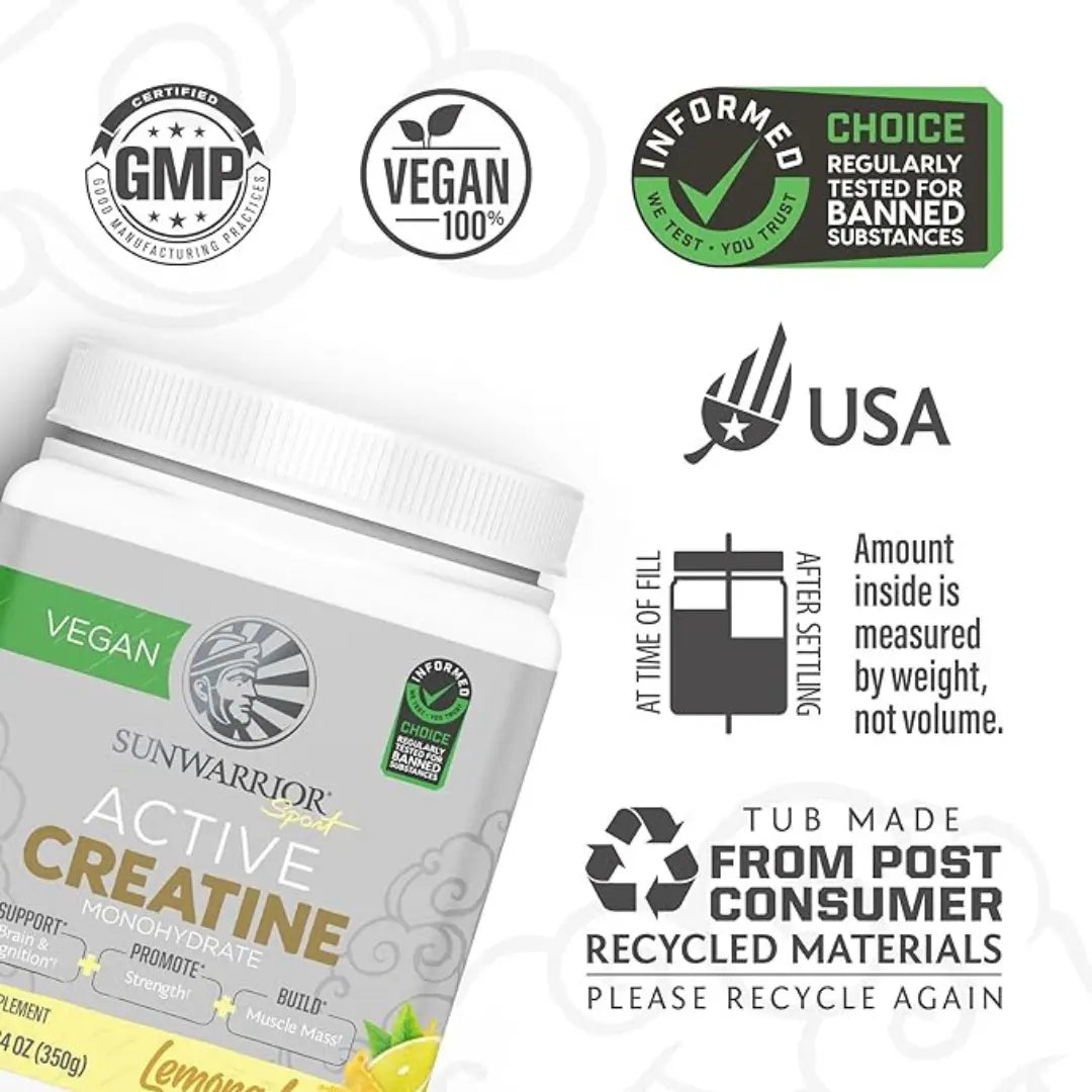 Lemonade Active Creatine Drink Powder- Vegan, Soy-Free Sunwarrior