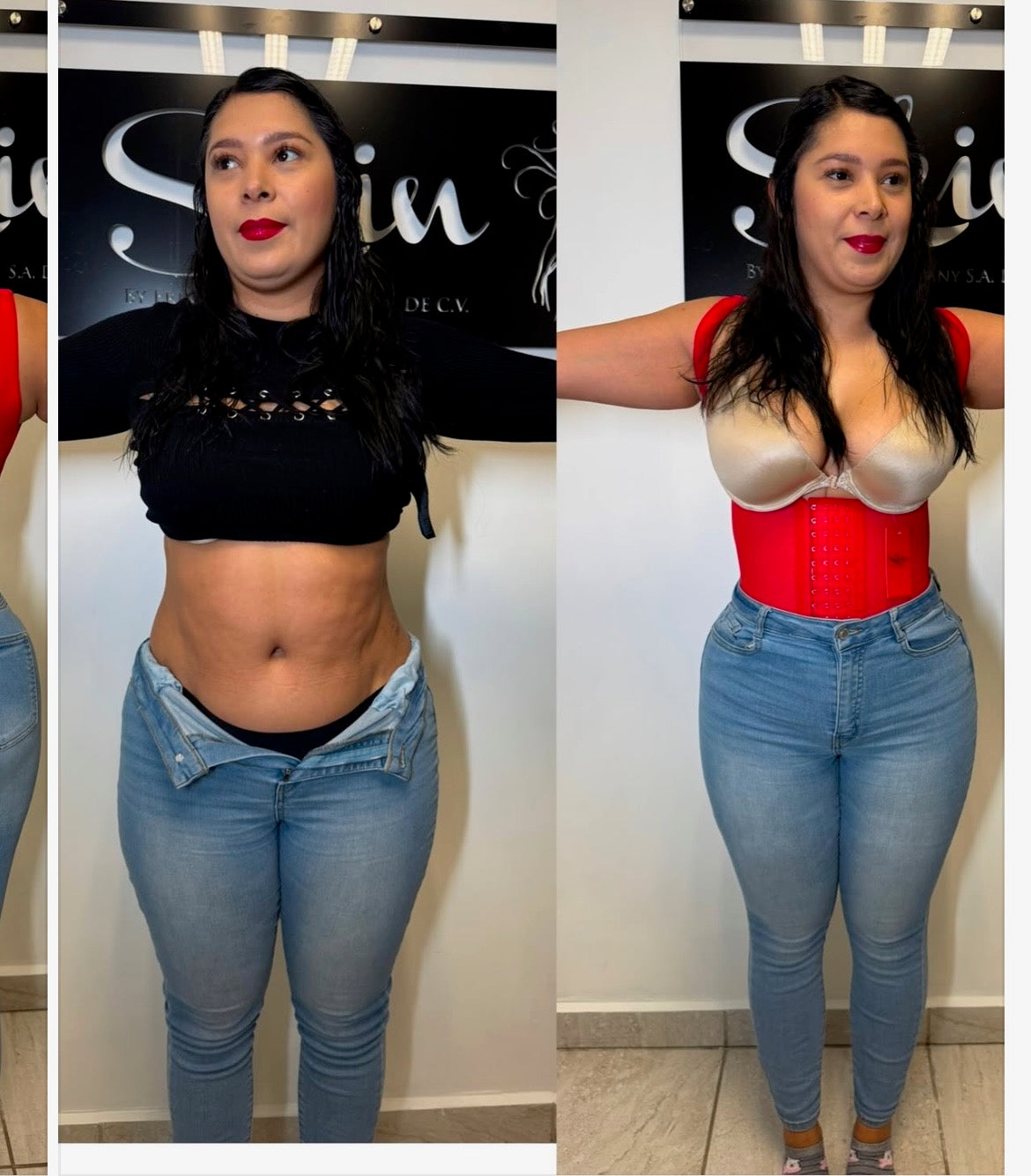 SKIN CURVY CHERRY Bodysuit by Erika Vega Colombiana Small waist Wide Hips Fajas Kataleya