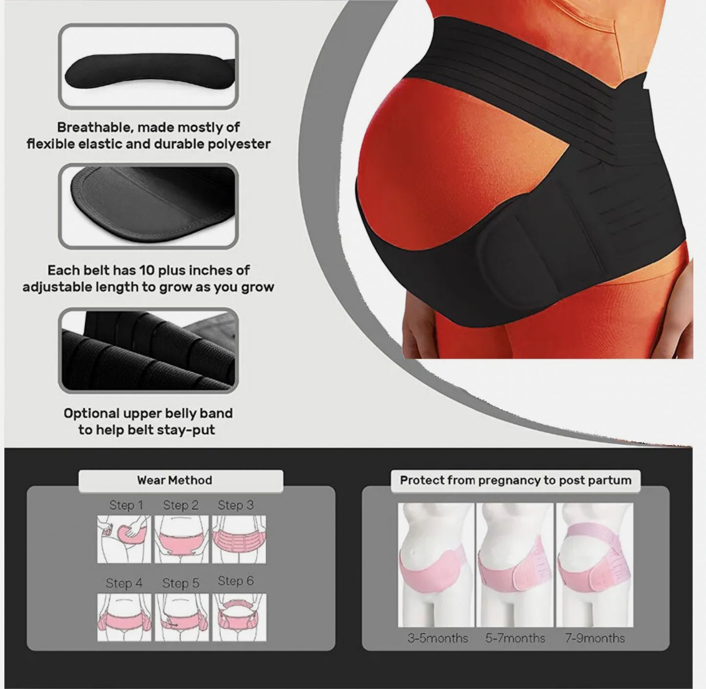 CHIA Pregnancy Tummy Belly Band Maternity Band Abdomen Waist Back Support Belt Brace Fajas Kataleya