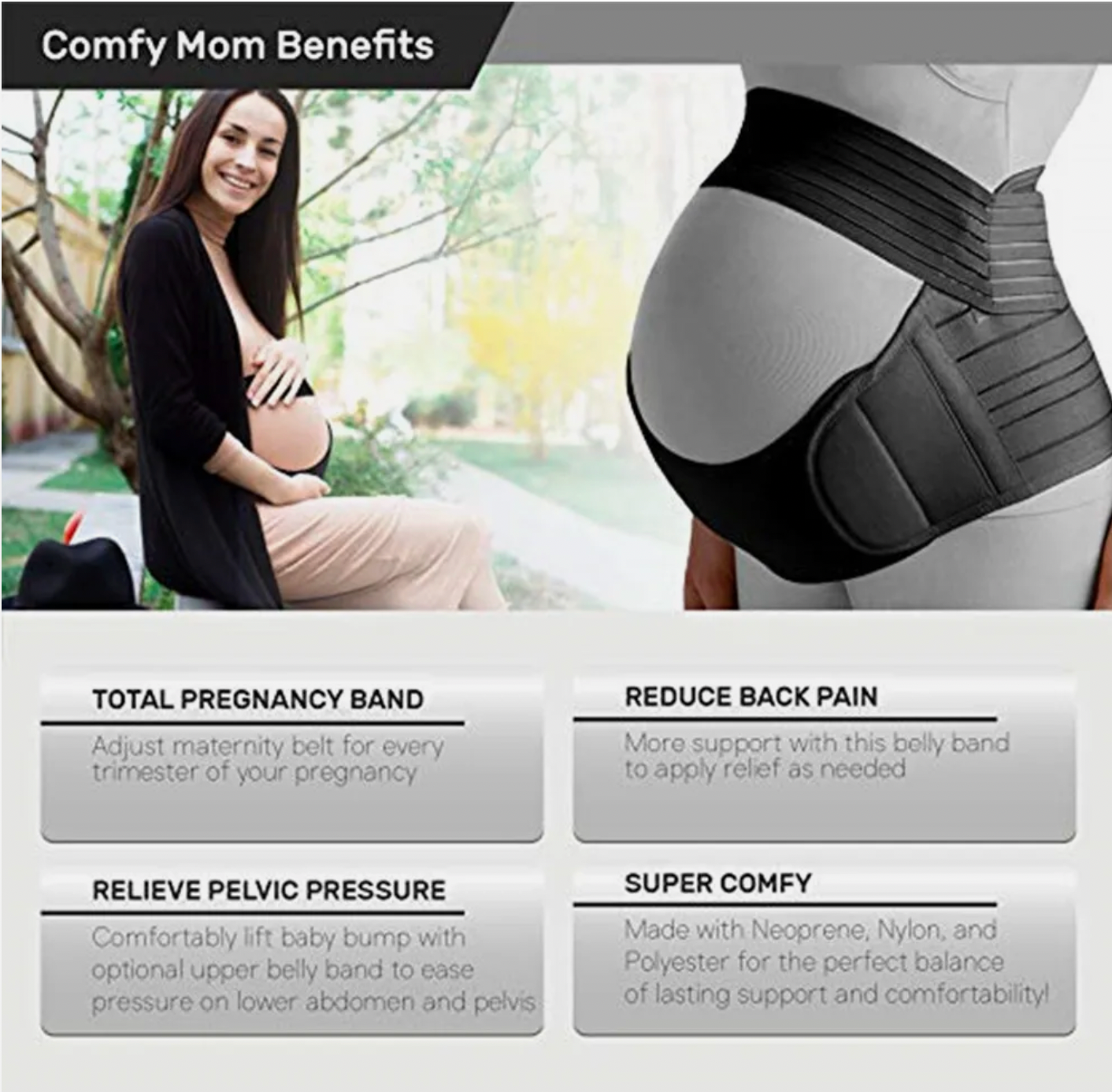 CHIA Pregnancy Tummy Belly Band Maternity Band Abdomen Waist Back Support Belt Brace Fajas Kataleya