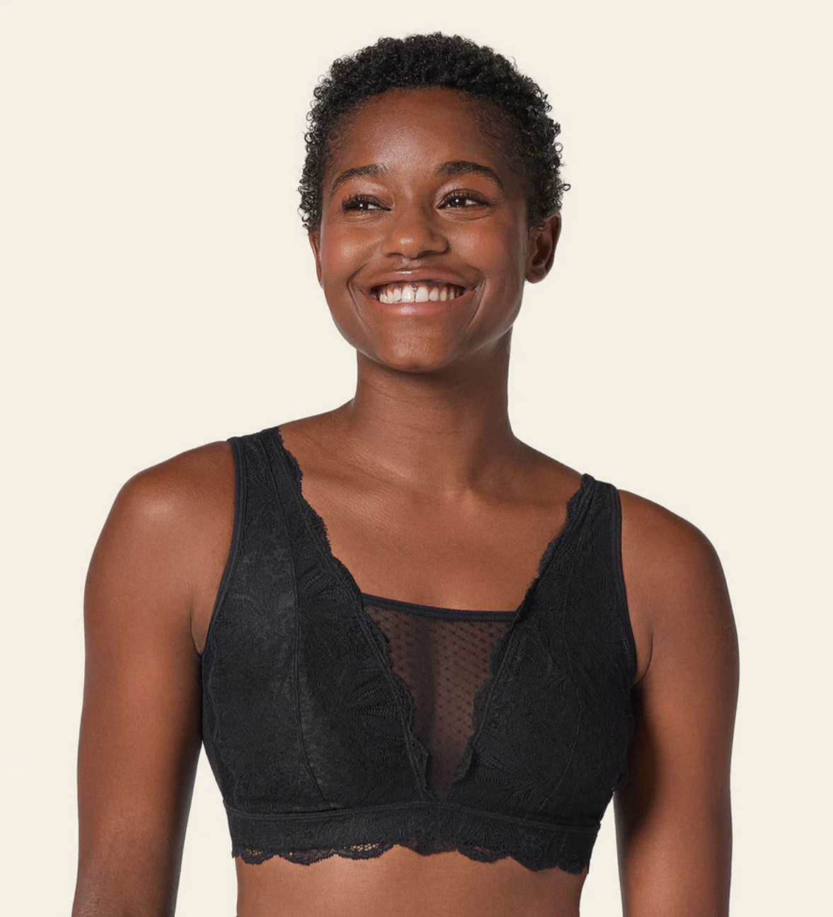 92014 LEONISA Multiwear Lace Pocketed Bralette, Brassier para prótesis mamarias Fajas Kataleya