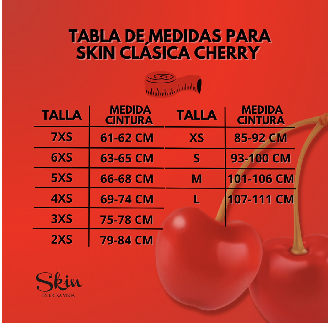 SKIN CLASICA ZIPPER CHERRY Waist trainer By Erika Vega Fajas Kataleya