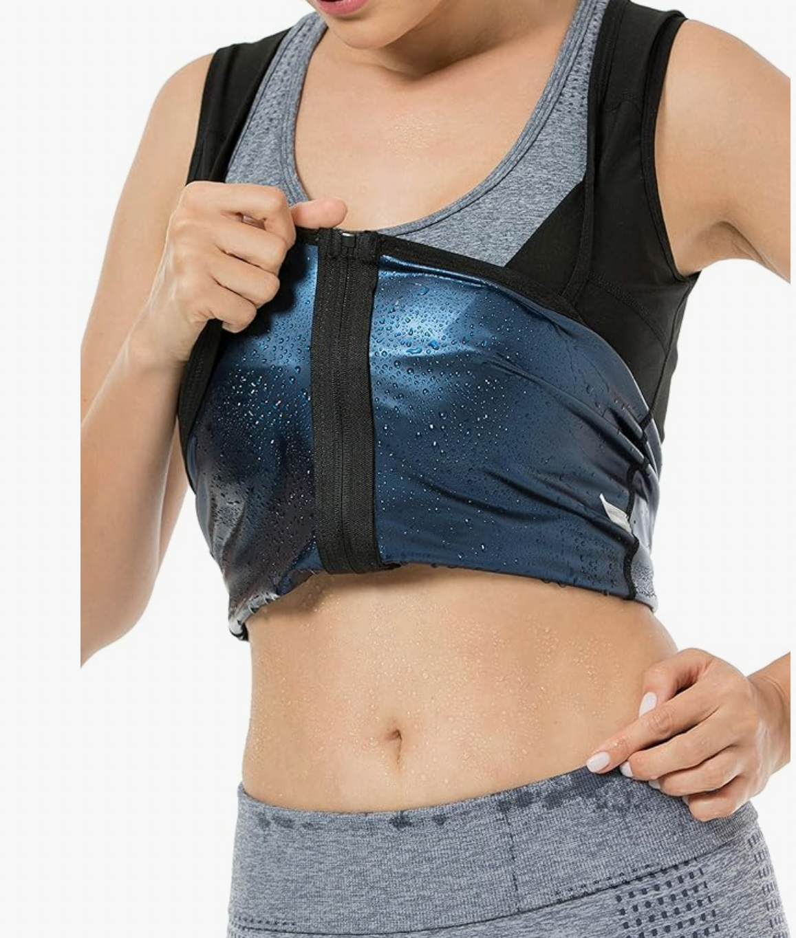 V1001 Womens Polymer Sauna Vest Sweat Tank top Shirts with Zipper Fajas Kataleya
