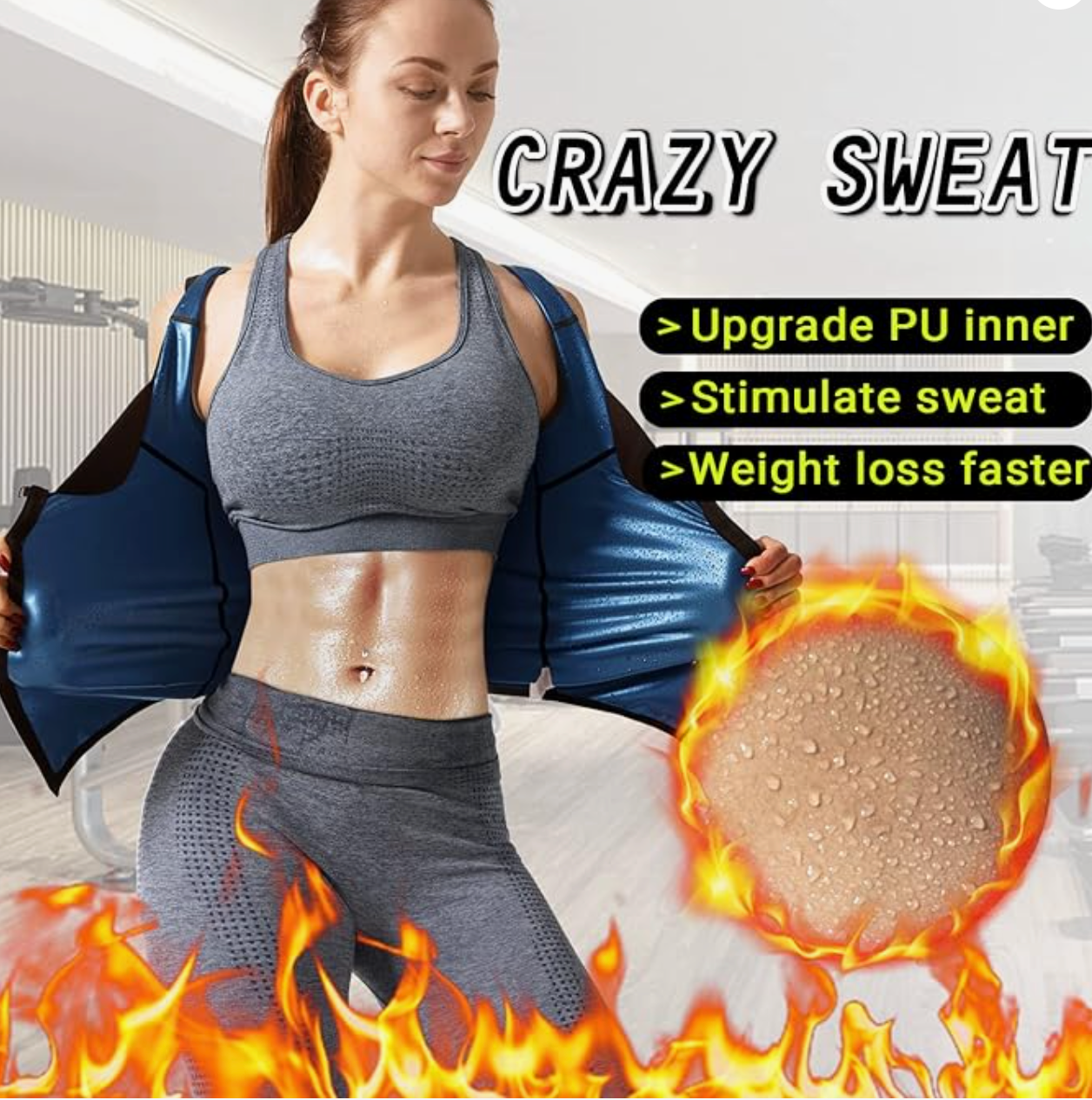 V1001 Womens Polymer Sauna Vest Sweat Tank top Shirts with Zipper Fajas Kataleya