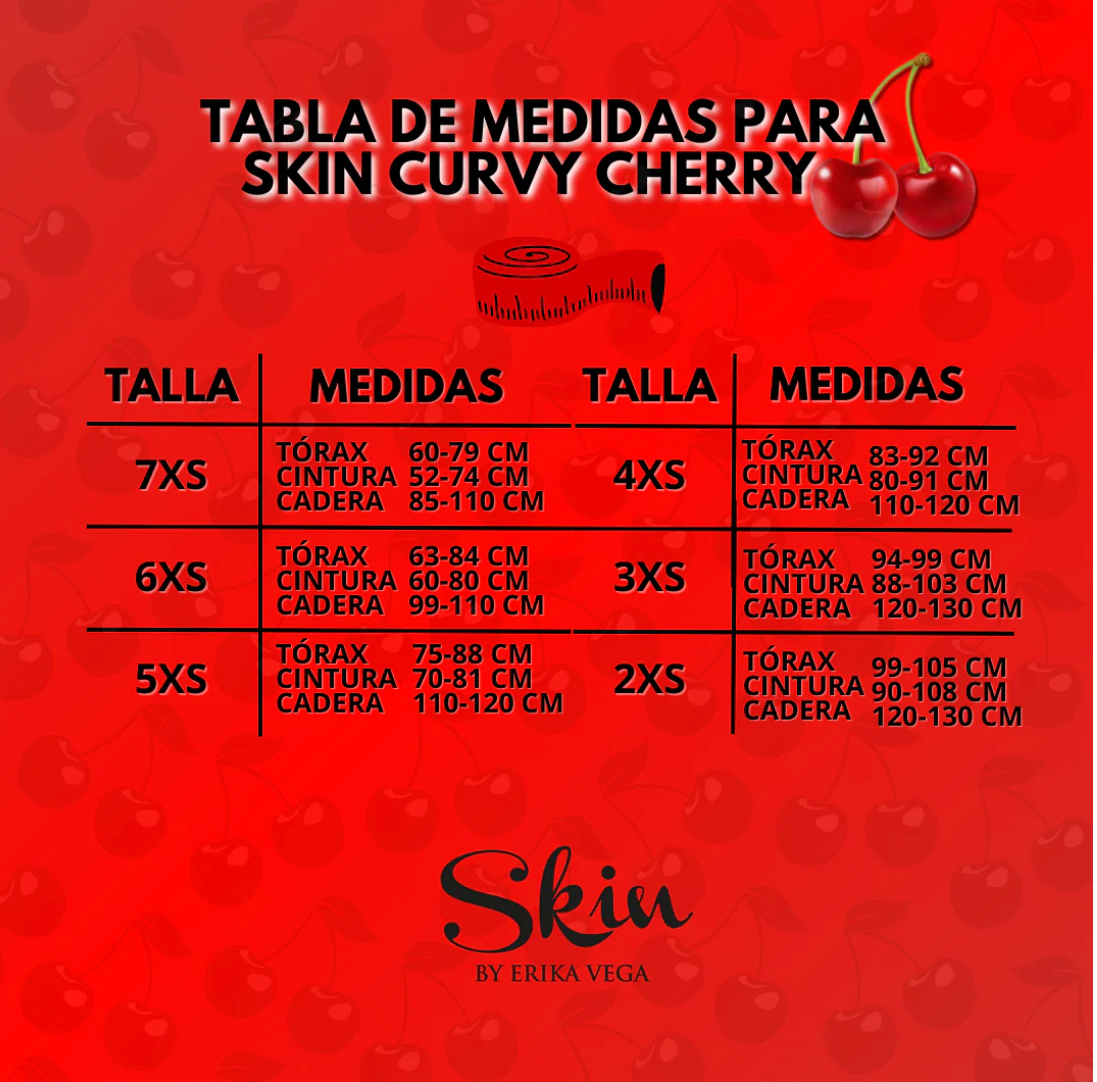 SKIN CURVY CHERRY Bodysuit by Erika Vega Colombiana Small waist Wide Hips Fajas Kataleya