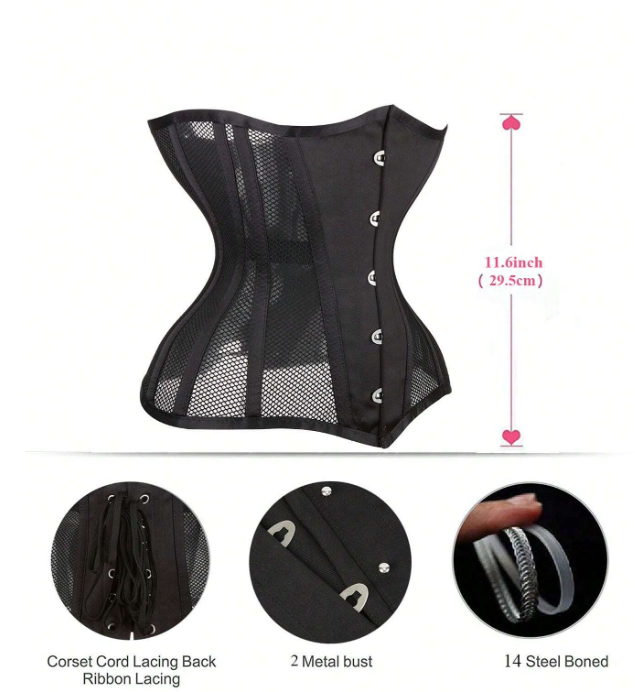CHIA Breathable Mesh Waist Trainer Corset With 14 Steel Bones For Waist Slimming