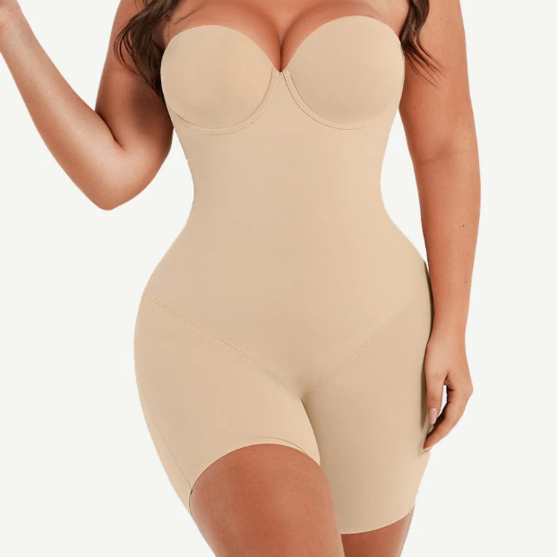 MT0097 Back Smoothing Underwire Cup Push Up Bra Strapless Short Bodysuit