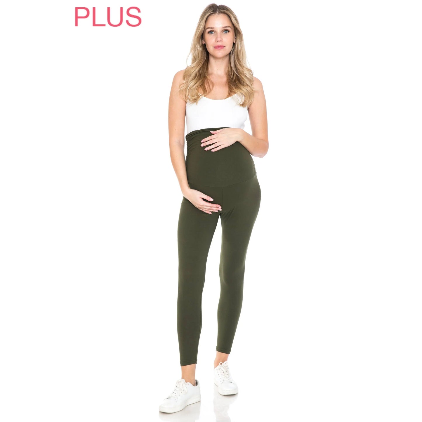 Plus Size Buttery Soft Solid Maternity Leggings