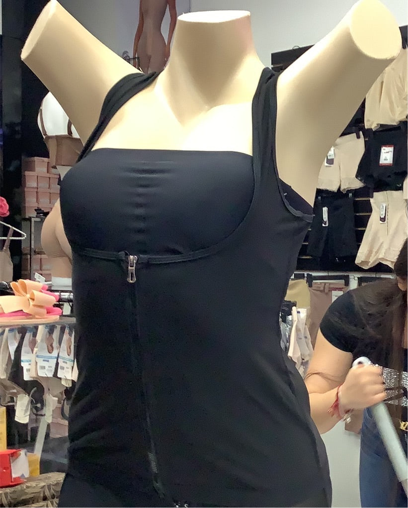V1001 Womens Polymer Sauna Vest Sweat Tank top Shirts with Zipper Fajas Kataleya