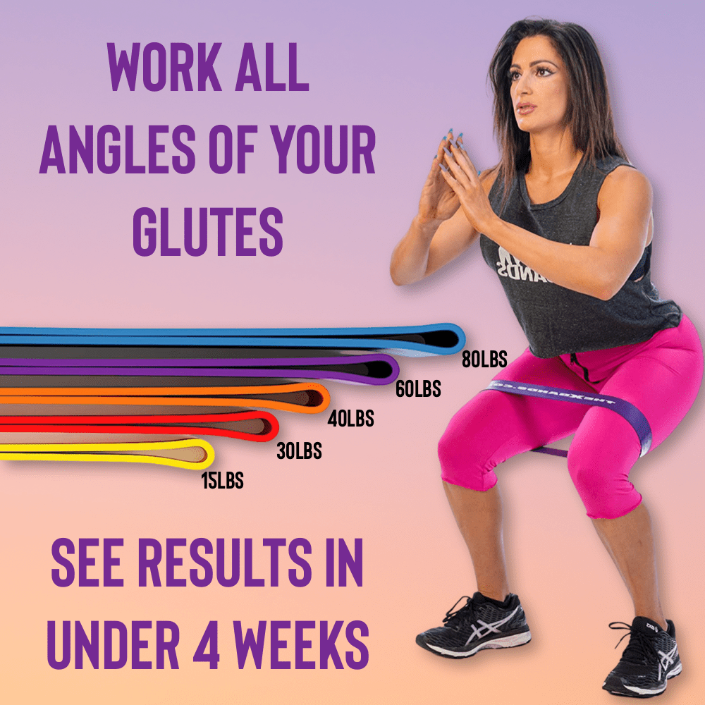 12" Booty Building Resistance Bands Deluxe Full Set of 5. 15lbs-80 lbs The X Bands