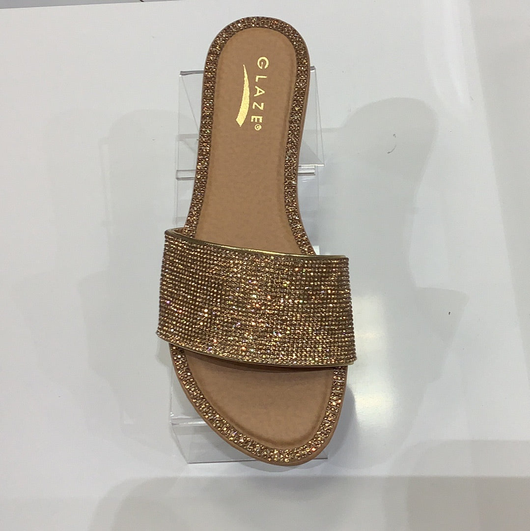 Sandals honey 62 Slip-On Flat with Rhinestones Slimmer Waist Now