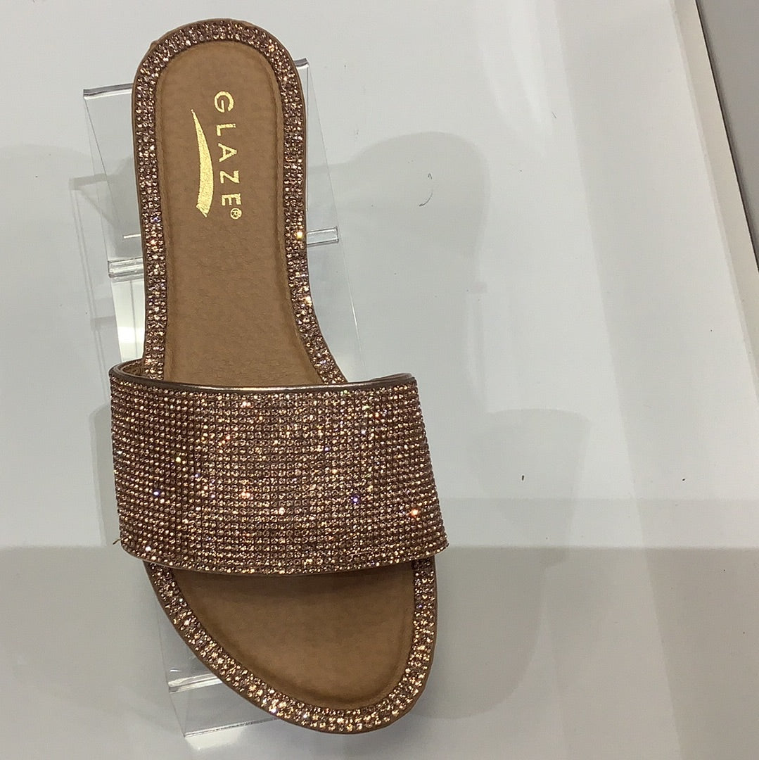 Sandals honey 62 Slip-On Flat with Rhinestones Slimmer Waist Now