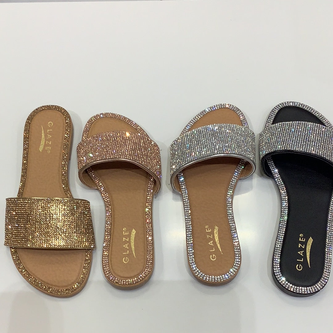Sandals honey 62 Slip-On Flat with Rhinestones Slimmer Waist Now