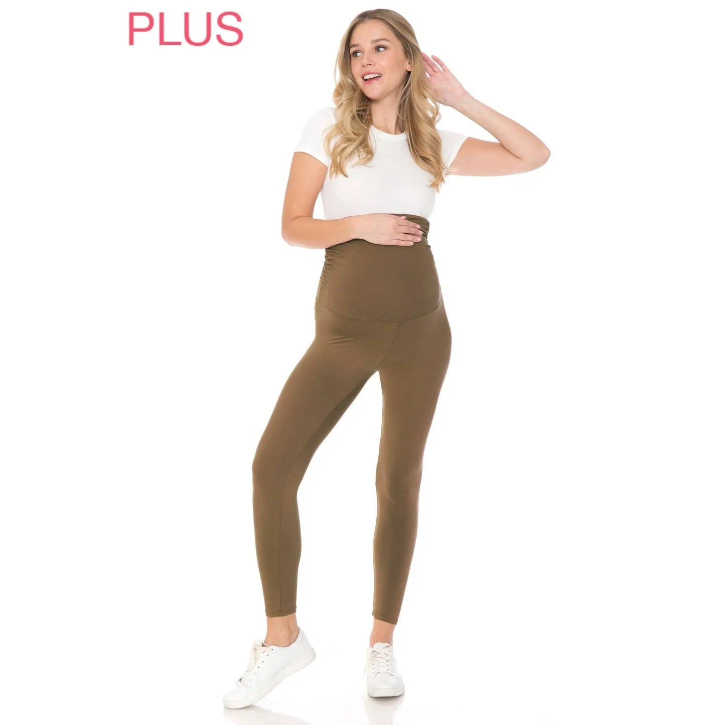 Plus Size Buttery Soft Solid Maternity Leggings