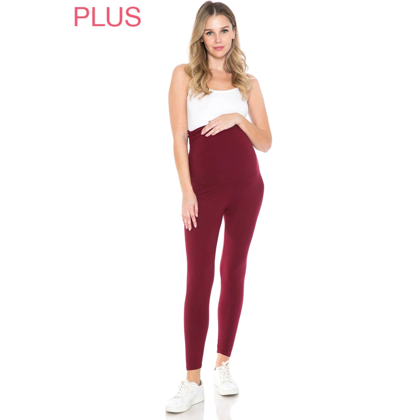 Plus Size Buttery Soft Solid Maternity Leggings