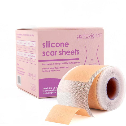Genovie MD Tape of Silicone Scar Sheets, Full Roll of Scar Sheet, 1.6’’ × 120’’ Fajas Kataleya