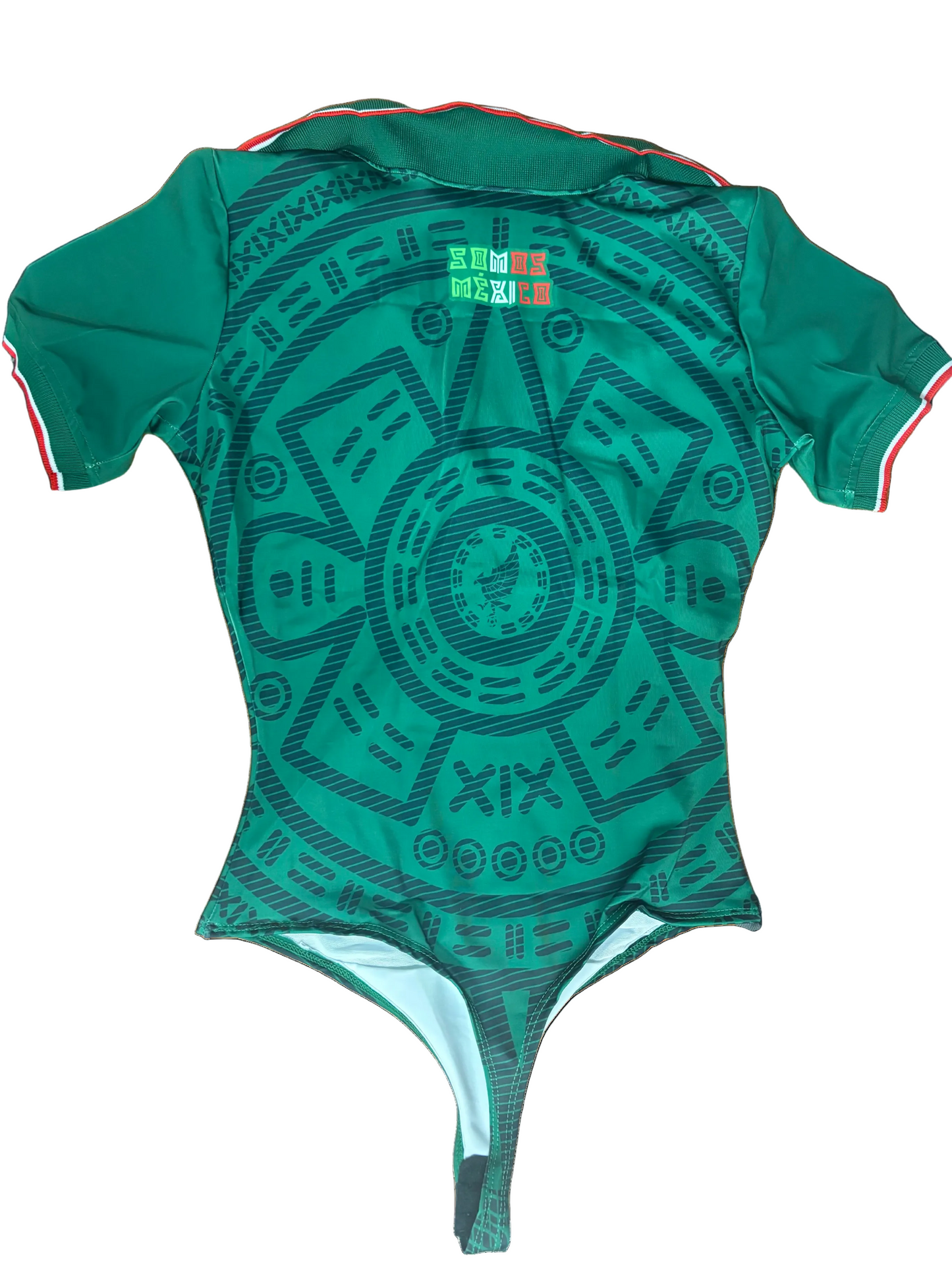 Green Collard Thong Bodysuit Powernet Mexico FIFA World Cup 2026 | Built-In Faja Compression Shapewear