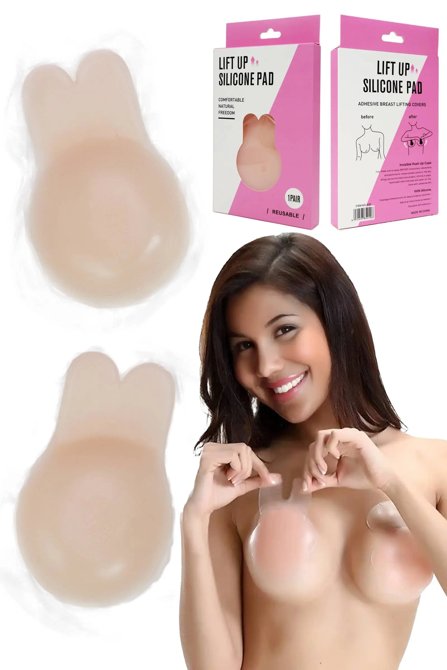Translucent Self-Adhesive Sticky Push Up Bra Cups Cap Zone
