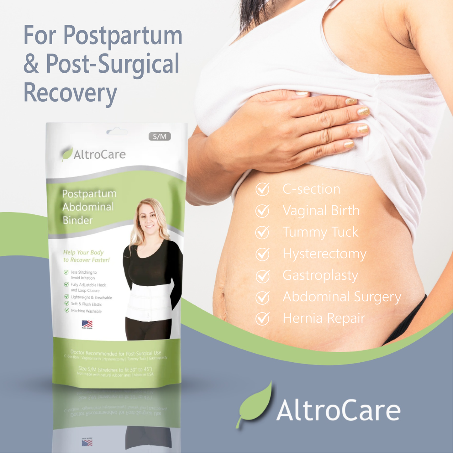 AltroCare Postpartum Abdominal Binder & Belly Band.