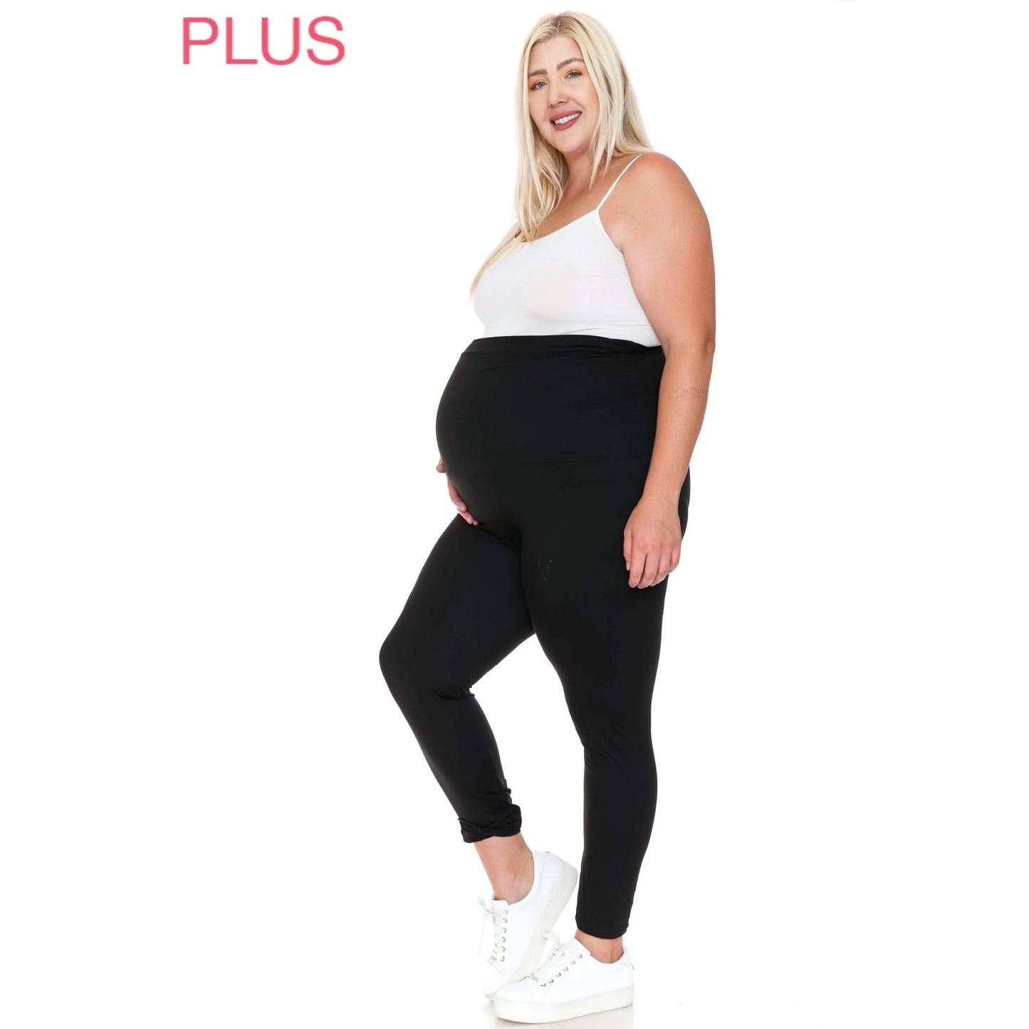 Plus Size Buttery Soft Solid Maternity Leggings