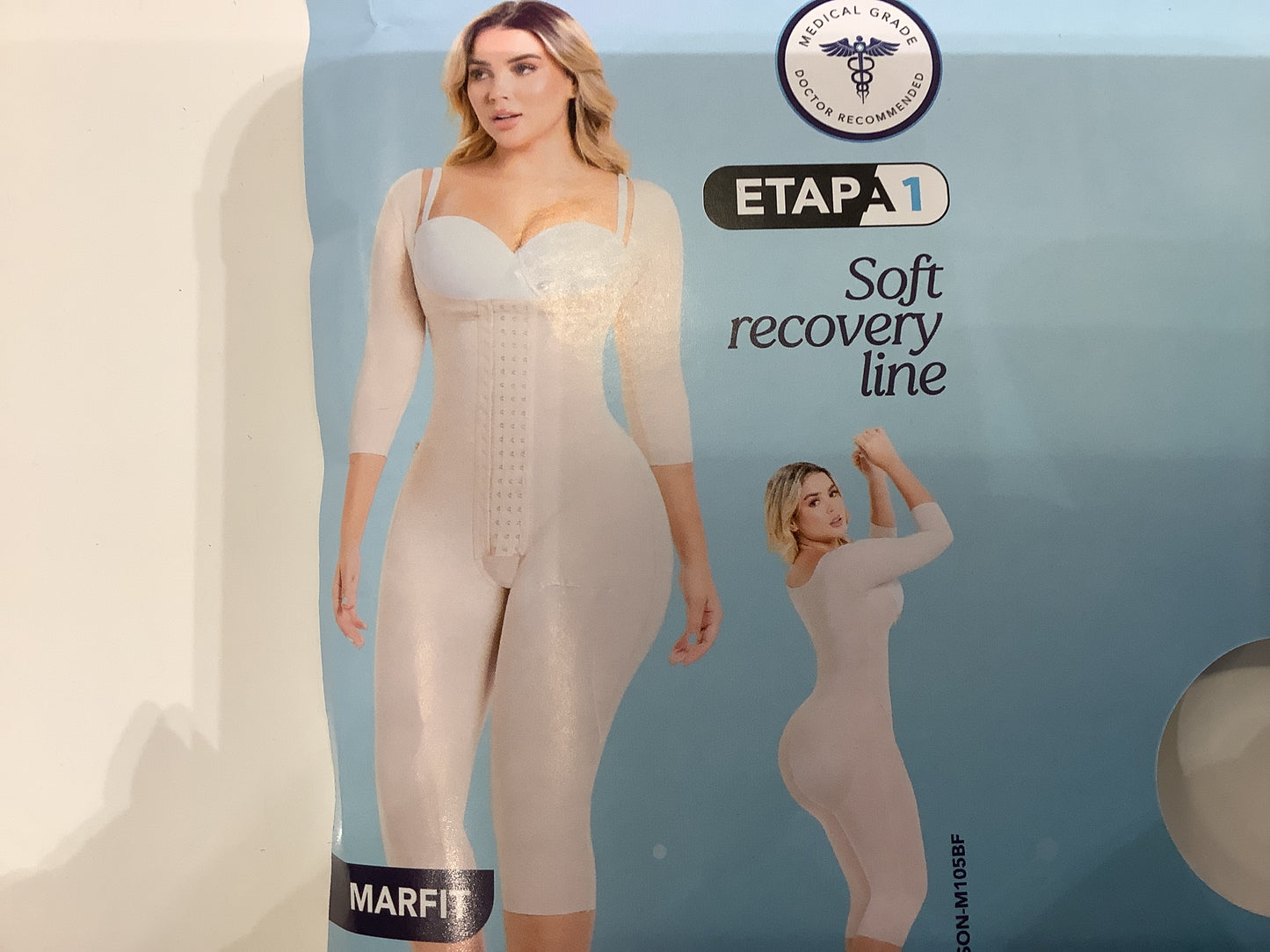 105BF SONRYSE Shapewear 1 Stage, drain pocket, long sleeves, long legs, 4 rows of hooks