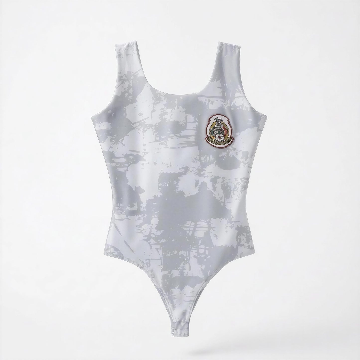 Thin Strap White Mexico FIFA Bodysuit with Built-In Faja | Sculpting Compression Shapewear | World Cup 2026 Edition