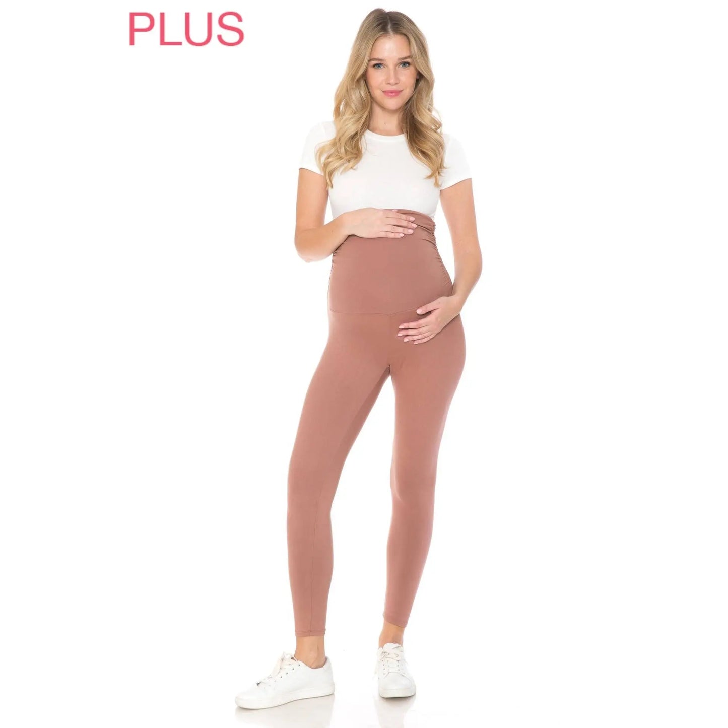 Plus Size Buttery Soft Solid Maternity Leggings