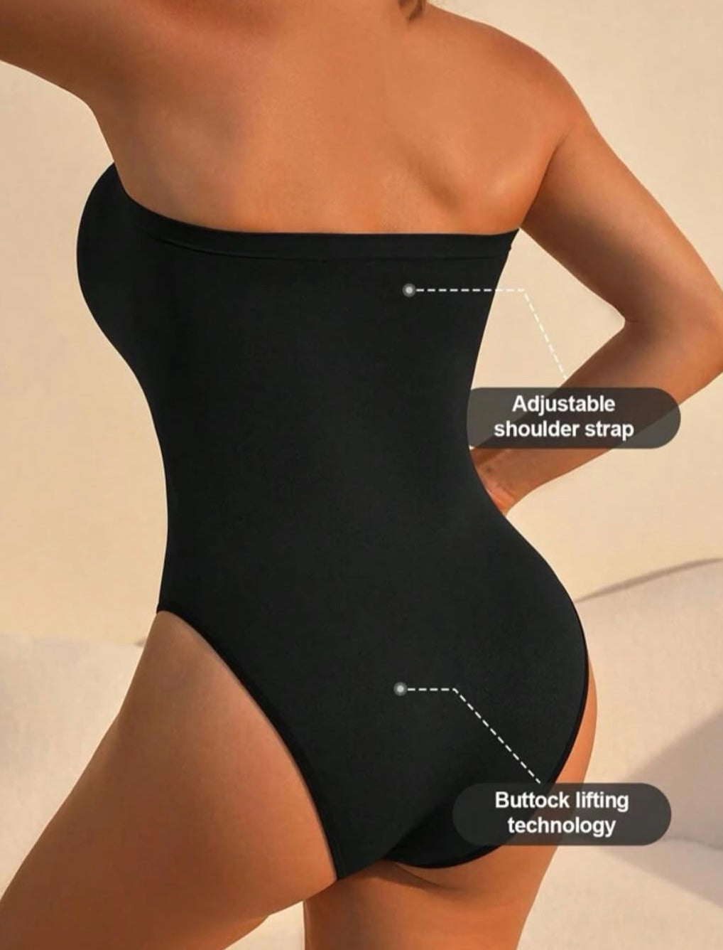 Seamless Sculpt  Body Strapless Panty & Brassier , removable straps