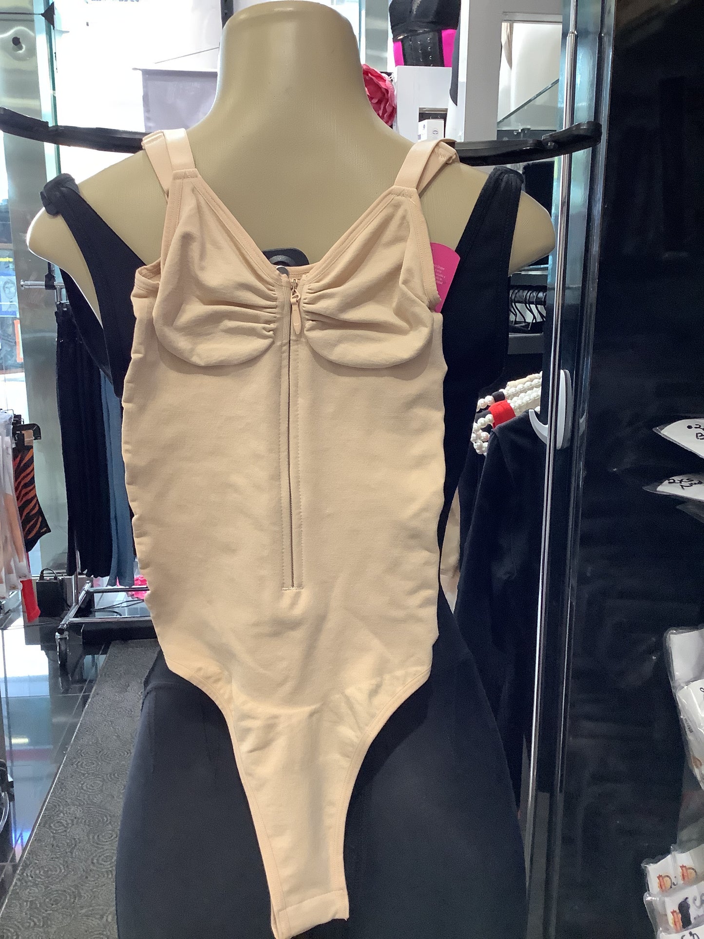 CHIA Bodysuit w Zipper Brassier and straps .