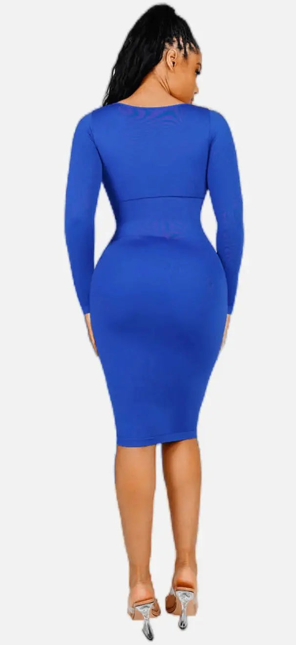 230197 Flattering Square Neck Seamless Long Sleeve Shaper Dress – Enhance Your Silhouette Fajas Kataleya