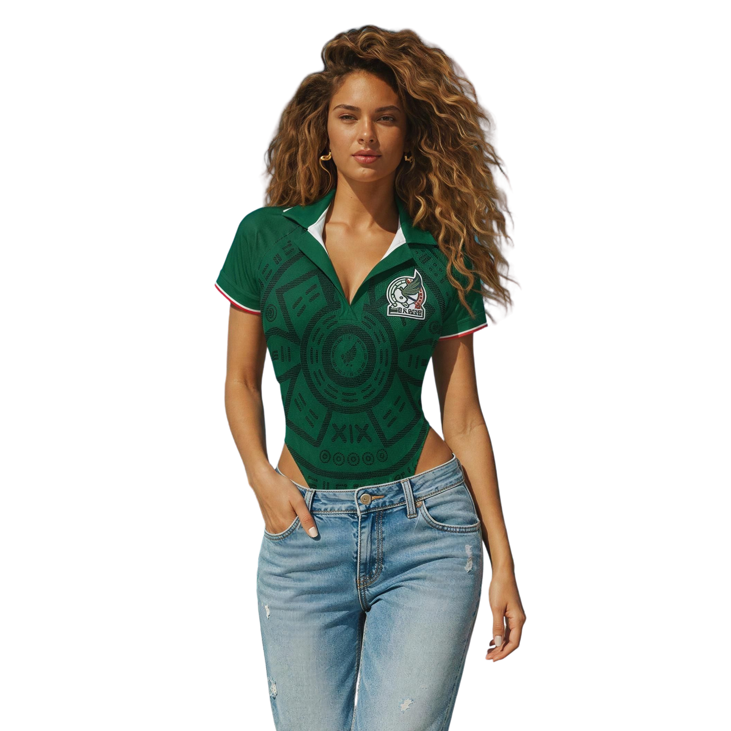 Green Collard Thong Bodysuit Powernet Mexico FIFA World Cup 2026 | Built-In Faja Compression Shapewear