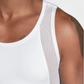 035022 Mens Stretch Cotton Moderate Compression Shaper Tank with Mesh Cutouts