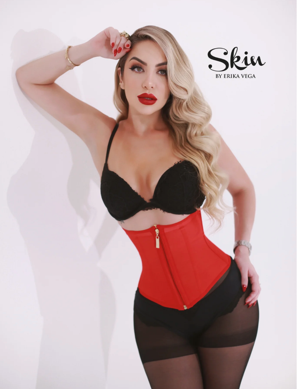 SKIN CLASICA ZIPPER CHERRY Waist trainer By Erika Vega