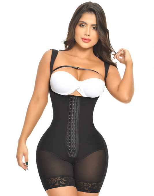 1532 ANN M LEONOR  Body Shape 3 hooks, with straps, short, high-back, Fajas Kataleya