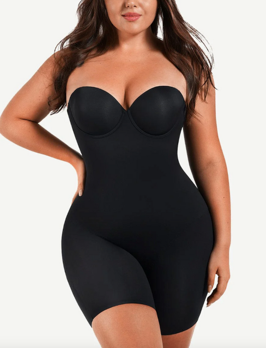MT0097 Back Smoothing Underwire Cup Push Up Bra Strapless Short Bodysuit
