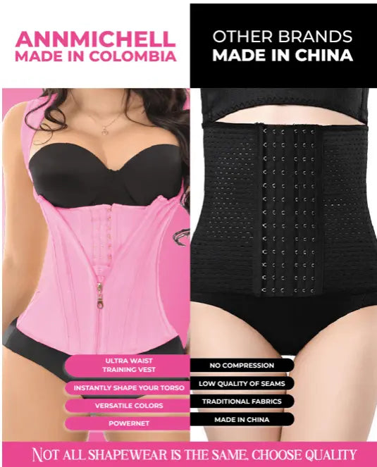 1005 ANN M VEST Doble Aggressive , Extreme, 13 Rod Hook & Eye Closure & Zipper Hour Glass Ann Michell Fajas Kataleya