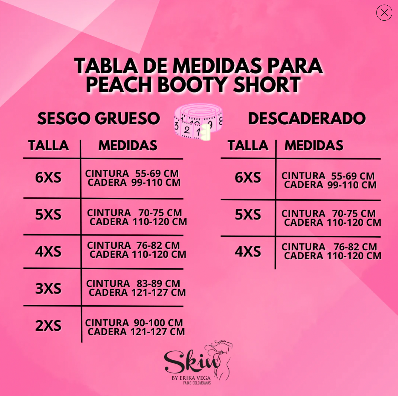 SKIN SESGO GRUESO Shorts Peach Booty Faja Colombiana By Erika Vega Fajas Kataleya