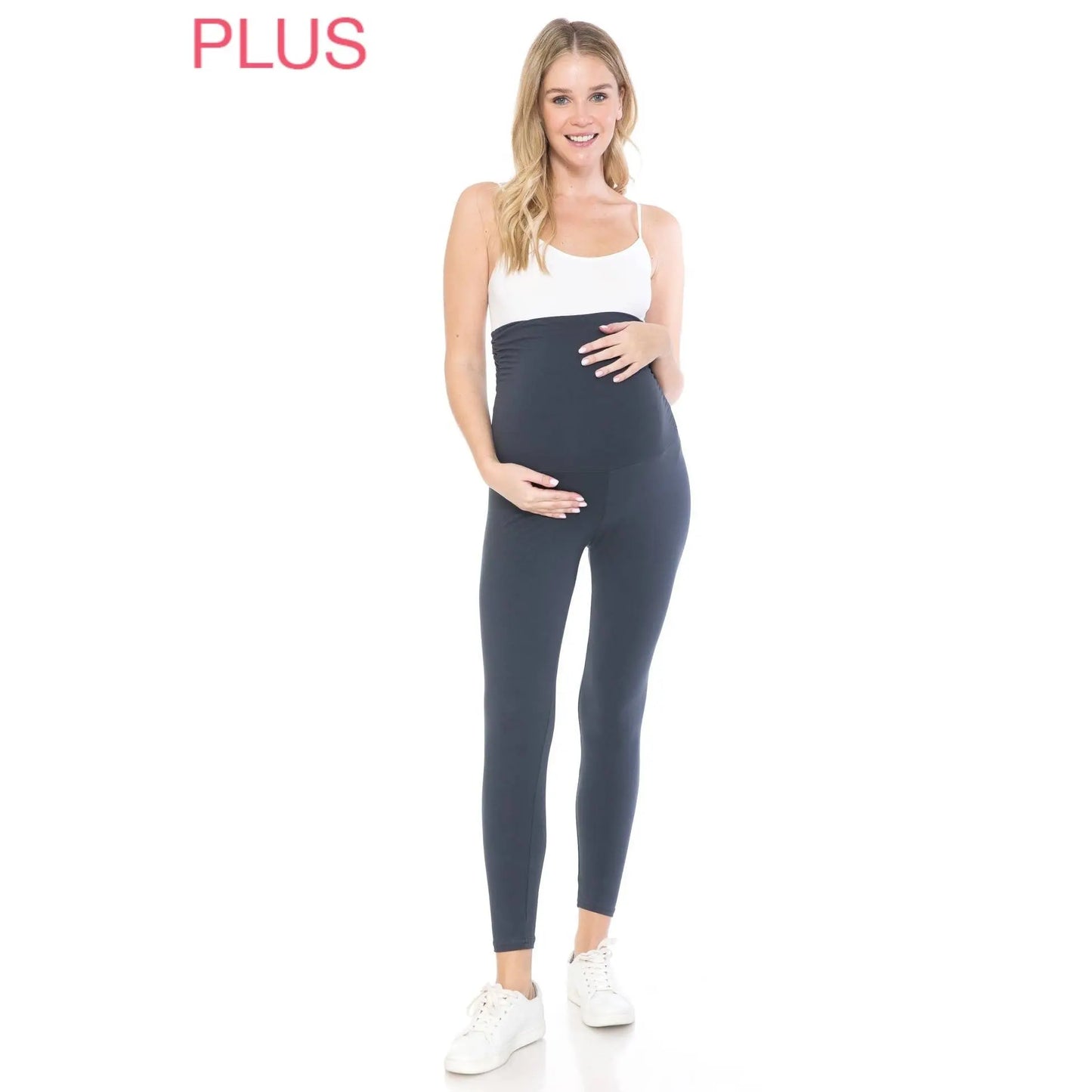 Plus Size Buttery Soft Solid Maternity Leggings