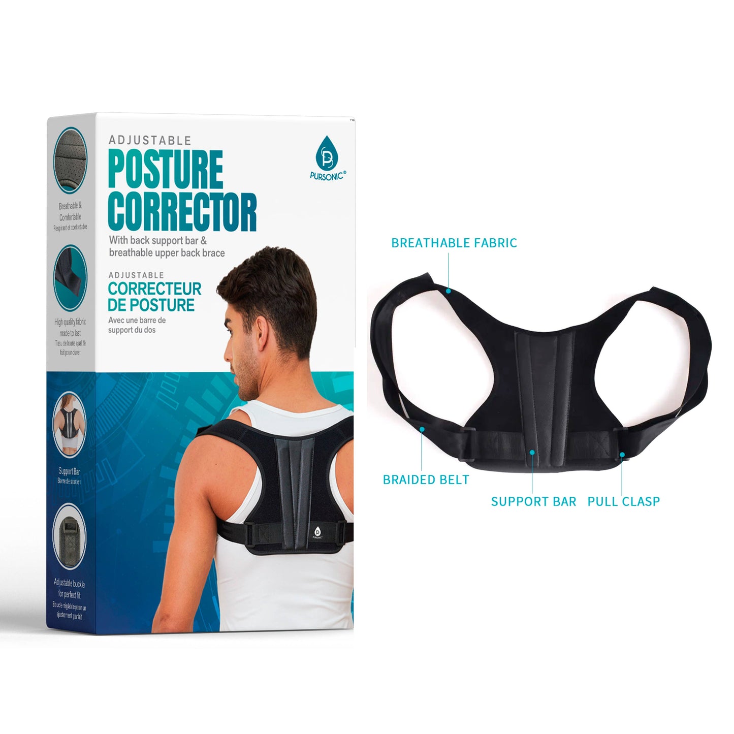 Adjustable Posture Corrector With Back Support Bar