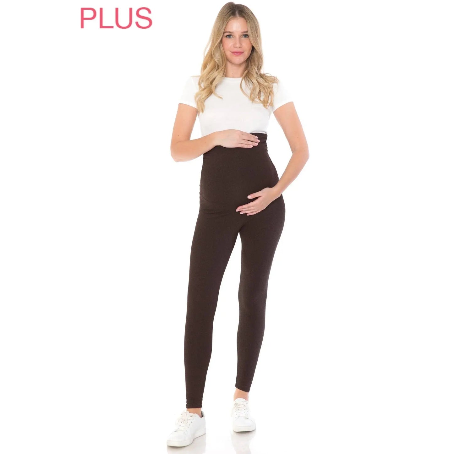 Plus Size Buttery Soft Solid Maternity Leggings