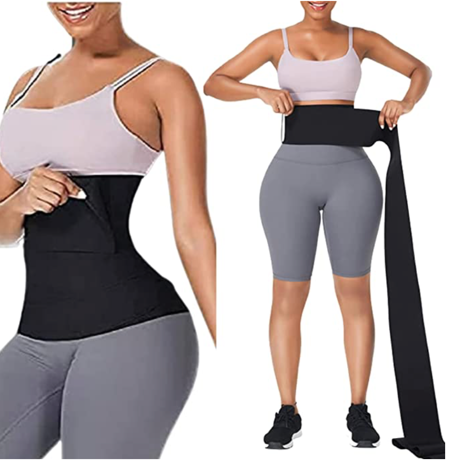 F4M CHIA Tummy Wrap Bandage | Adjust your Snatch Waist Trimmer Tummy Sweat Wraps Belt for Women| Belly Body Shaper Compression Wrap | Gym Accessories Black Fajas Kataleya