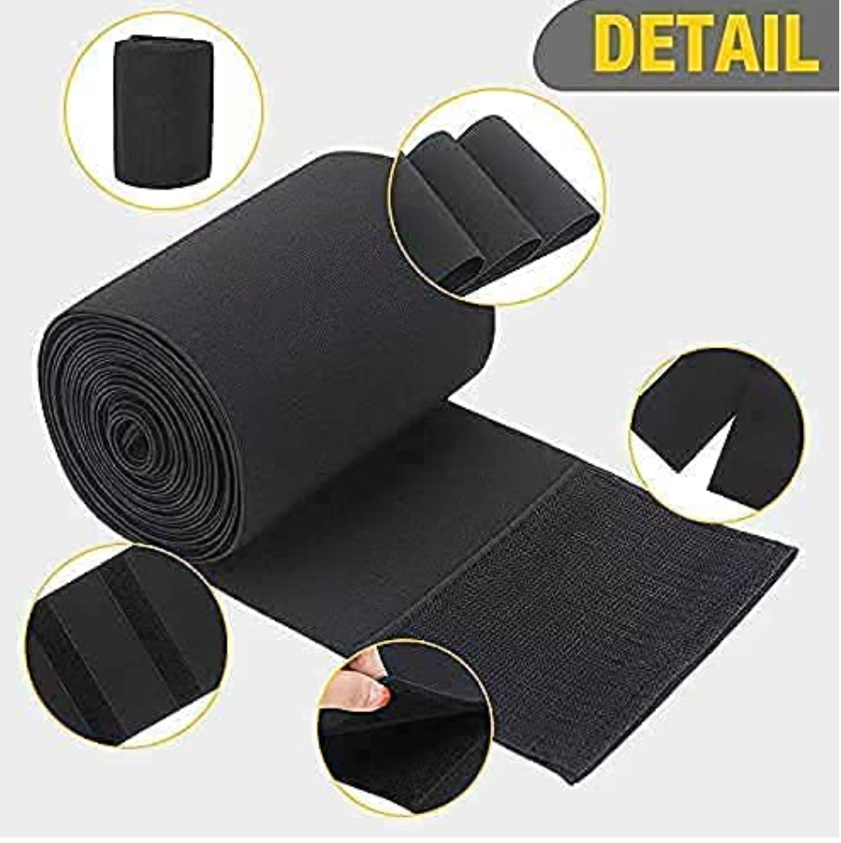 F4M CHIA Tummy Wrap Bandage | Adjust your Snatch Waist Trimmer Tummy Sweat Wraps Belt for Women| Belly Body Shaper Compression Wrap | Gym Accessories Black