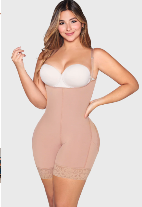 ON SALE 4601 JACKIE L Full Bodyshaper Slip Up W/ Thin Straps & Shorts